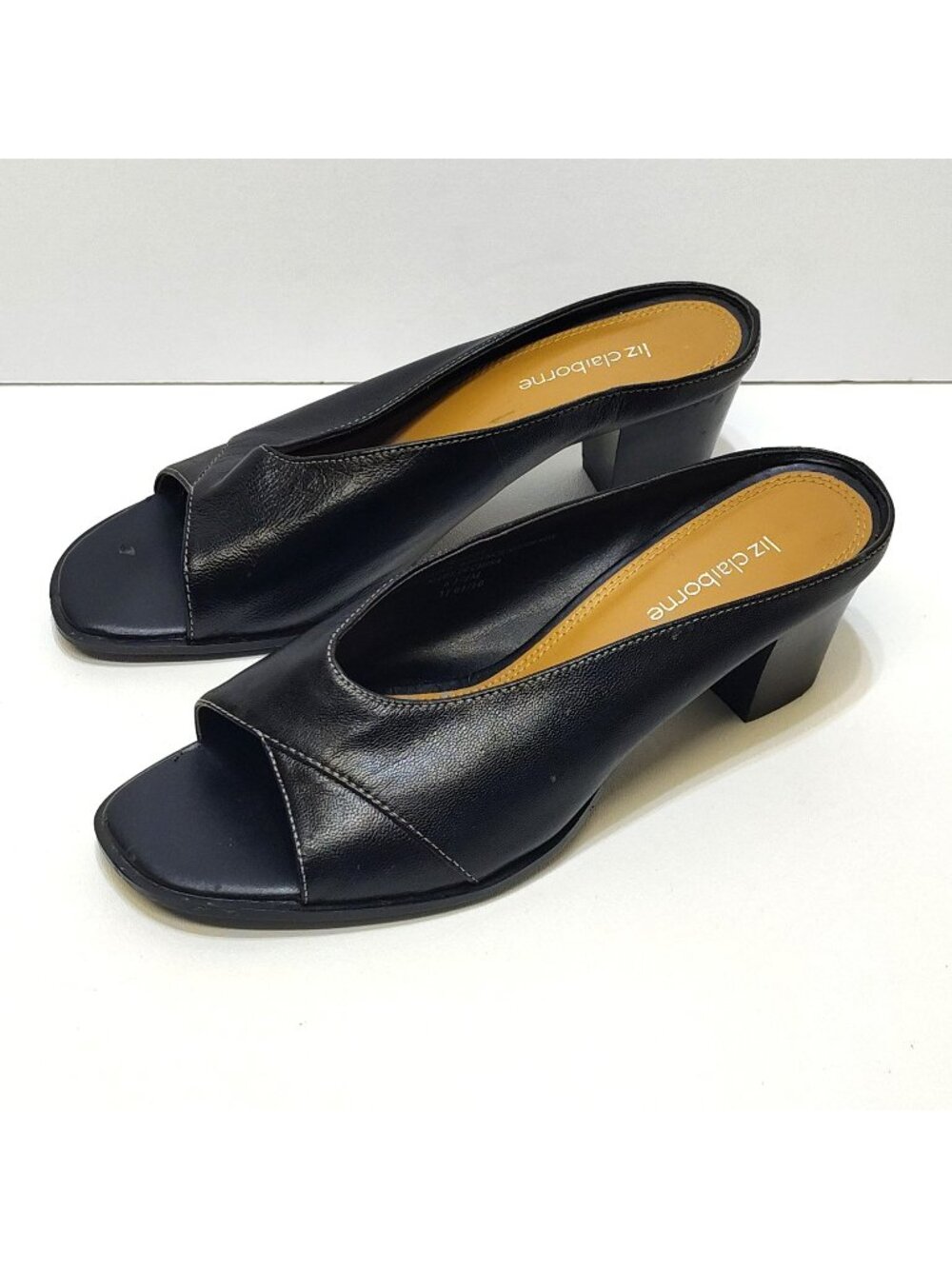 Liz Claiborne Twinkle 2 Leather Open-Toe Block Heeled Mules Sandals WMNS 6.5M